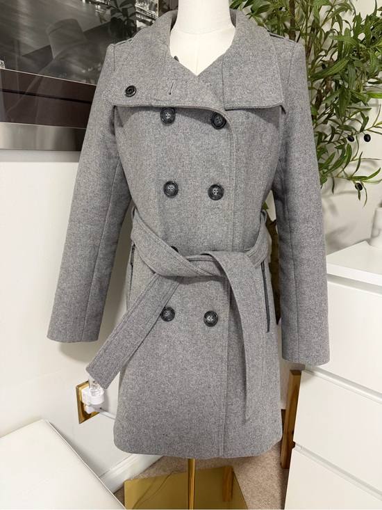 Dkny Jackets & Blazers - DKNY Grey Wool Blend Double Breasted Belted Coat Size 4